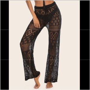 Black crochet knit summer swim pants bottoms